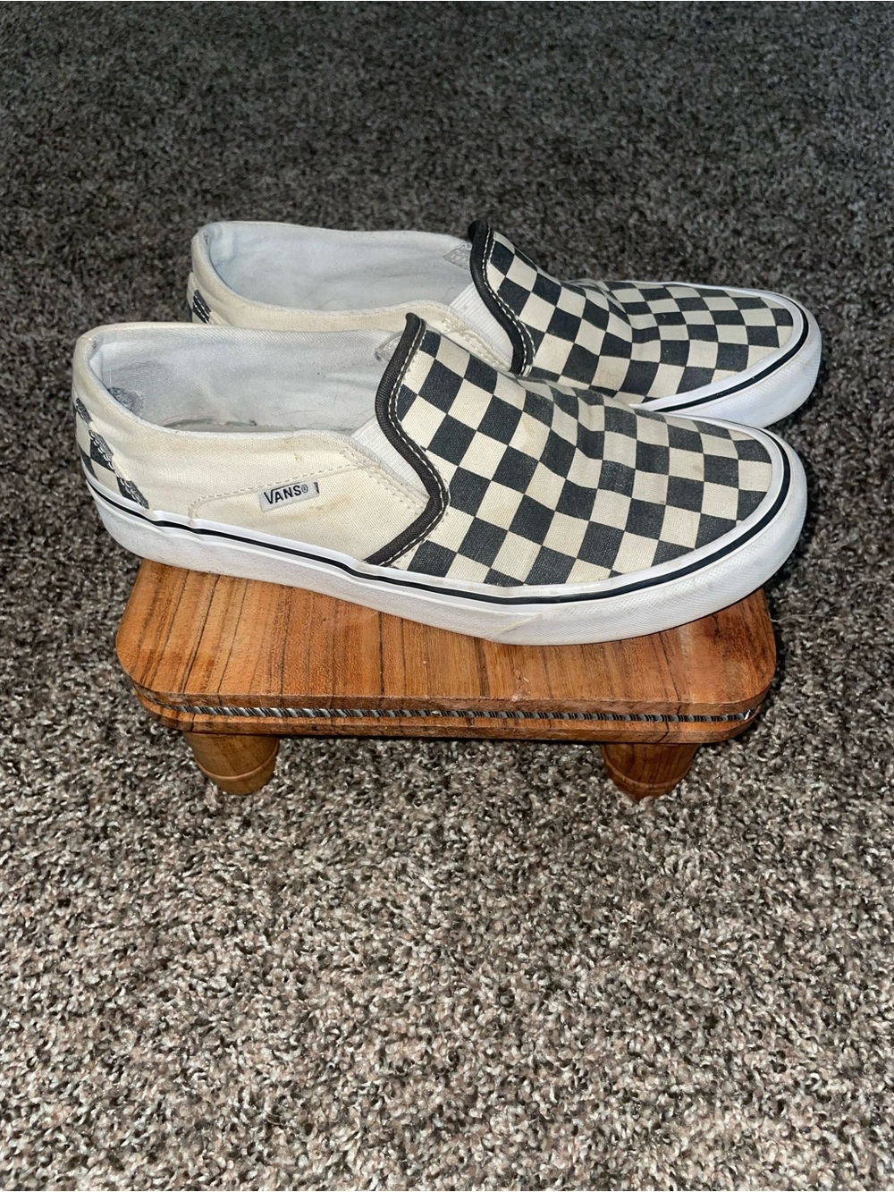 Vans Women’s Checkerboard Slip-On Sneakers - Black and White